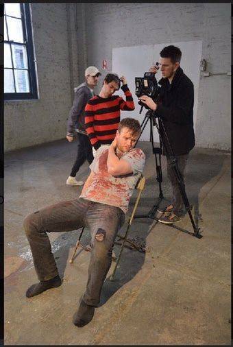 On set with crew