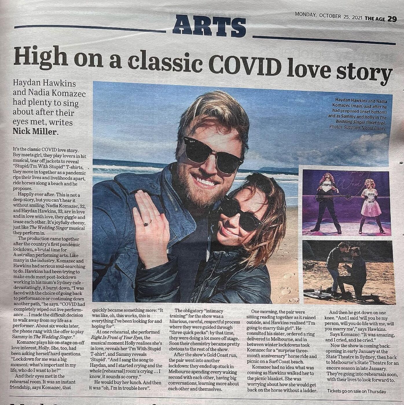 Arts page article: High on a classic COVID love story