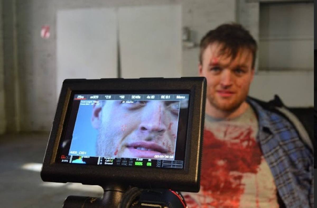 Short film set, monitor check